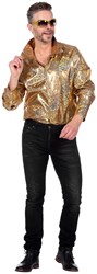 Disco Blouse Heren Hologram Sparkle Goud
