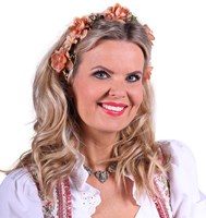 Dirndl Haarband Bloemen Beige-Groen Luxe-2