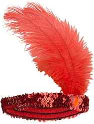 Charleston Hoofdband met Pailletten en Veer Rood