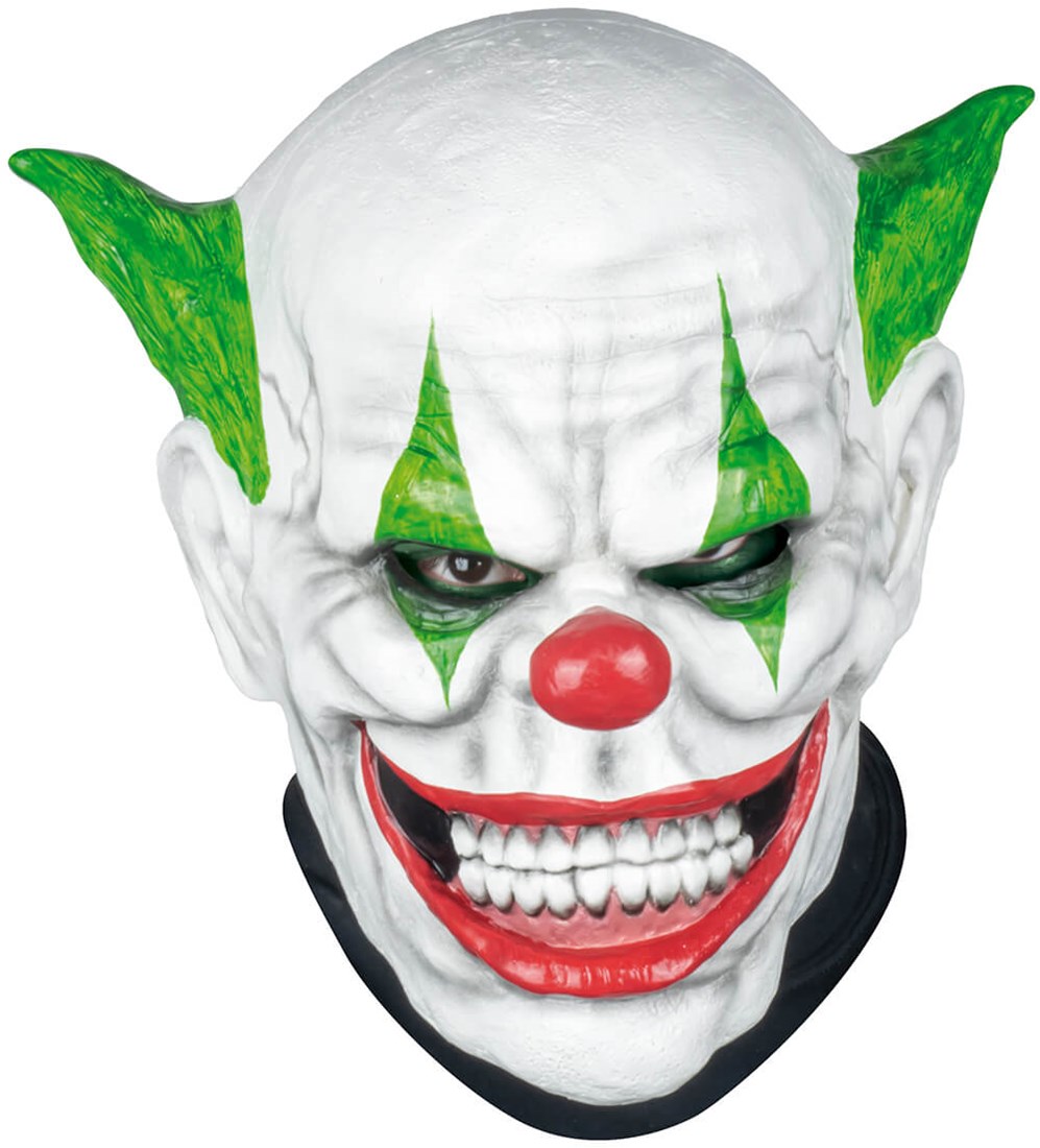 Portret Van Een Enge Clown Van Achter Een Muur Halloween Masker Van