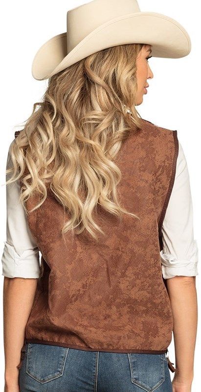 Dames Cowgirl Vest Bruin met Franjes (achterkant)
