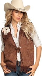 Dames Cowgirl Vest Bruin met Franjes