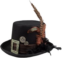 Hoed Steampunk met Gesp en Veren