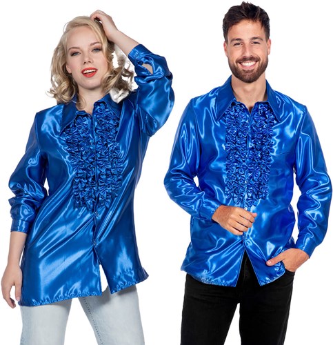 Blauwe Blouse met Ruches