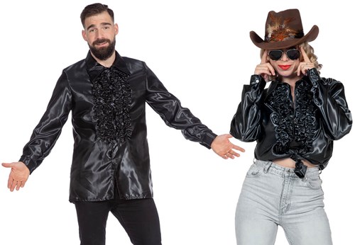 Zwarte Blouse met Ruches