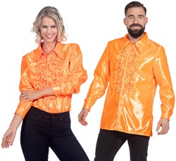 Oranje Blouse met Ruches