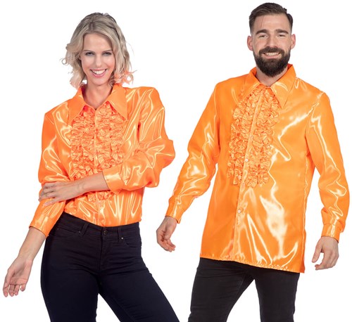 Oranje Blouse met Ruches