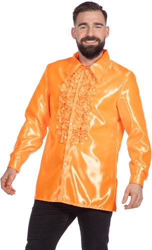 Oranje Blouse met Ruches
