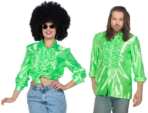 Neon Groene Blouse met Ruches