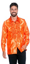 Neon Oranje Blouse met Ruches