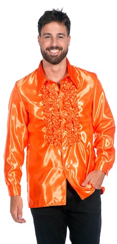 Neon Oranje Blouse met Ruches