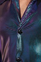 Heren Disco Blouse Paars-Blauw (detail borst)