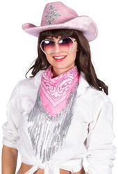 Bandana Met Strass en Franjes Roze/zilver