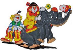 Wanddeco Clowns op Olifant (57x45cm)