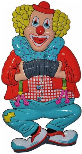Wanddeco Clown met Accordeon - 100x55cm