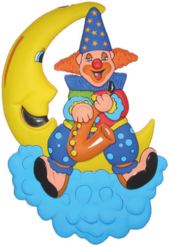 Wanddeco Clown op Maan - 74x44cm