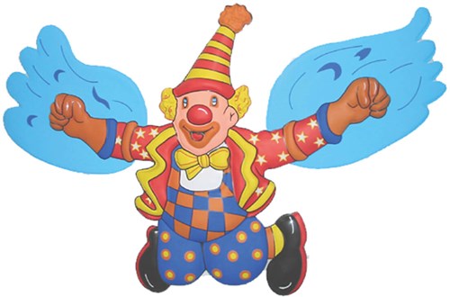 Wanddeco Clown met Vleugels - 49x75cm