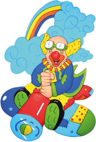 Wanddeco Clown met Vliegtuig - 68x45cm