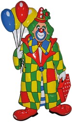 Wanddeco Clown met Ballonnen - 61x34cm