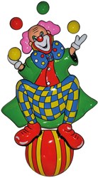 Wanddeco Clown Jongleur op Bal - 61x34cm