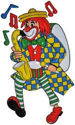 Wanddeco Clown met Saxofoon - 61x34cm