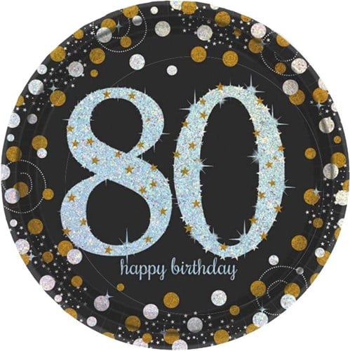 Bordjes 80 Jaar Sparkling Celebrations 8st