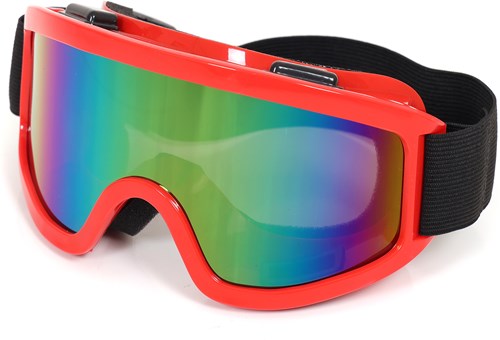 Skibril Rood met Regenboog Olieglas