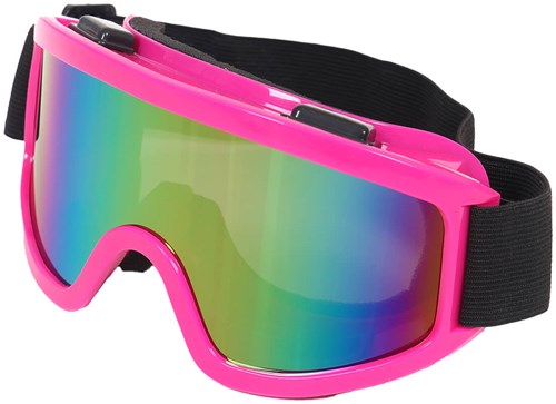 Skibril Pink met Regenboog Olieglas