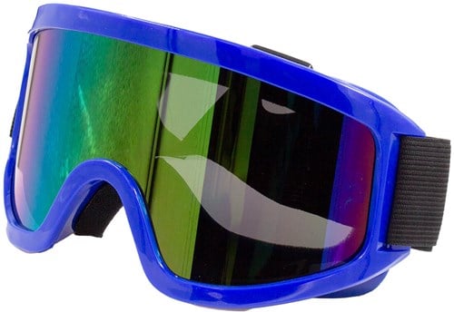 Skibril Blauw met Regenboog Olieglas