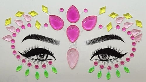 Glow in the Dark Face & Body Jewels Flamingo