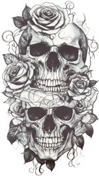 Tattoo Doodshoofden met Rozen
