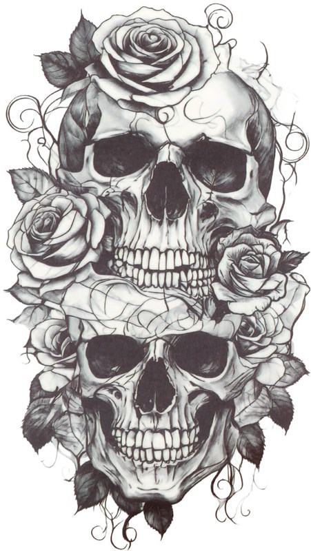 Tattoo Doodshoofden met Rozen