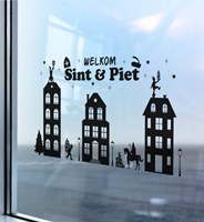 Raamstickers Sinterklaas Huisjes (75x25cm) (voorbeeld)