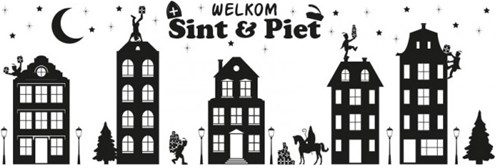 Raamstickers Sinterklaas Huisjes (75x25cm)