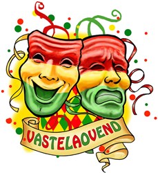 Raamsticker Masker Lach & Traan Rood-Geel-Groen (22x30cm)