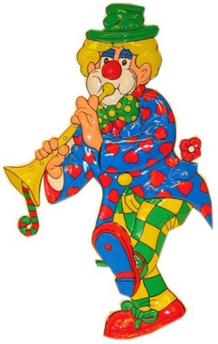 Wanddeco Clown met Trompet - 70x50cm