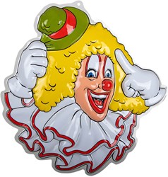Wanddeco Clown met Groene Hoed - 50x50cm