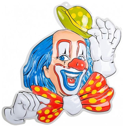 Wanddeco Clown met Blauwe Haren - 50x50cm