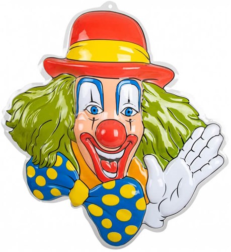 Wanddeco Clown met Rode Hoed - 50x50cm