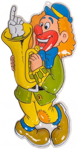 Wanddeco Clown met Trombone - 60x34cm