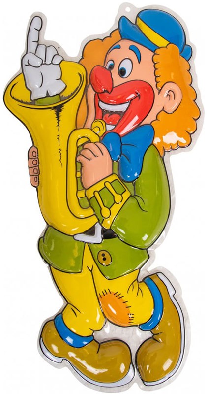 Wanddeco Clown met Trombone - 60x34cm