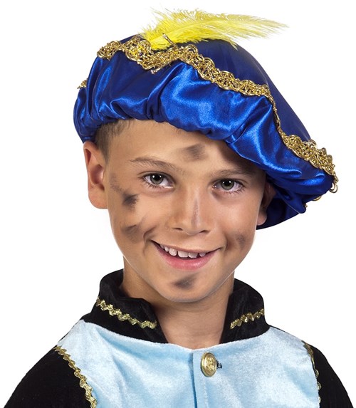 Zwarte Piet Baret Blauw (Satijn) (voorbeeld)