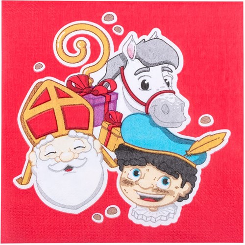 Servetten Sint & Piet 33x33cm - 20st. Milieuvriendelijk