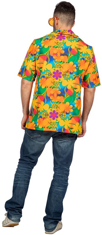 Hawaii Blouse Orange Flowers voor heren (achterkant)