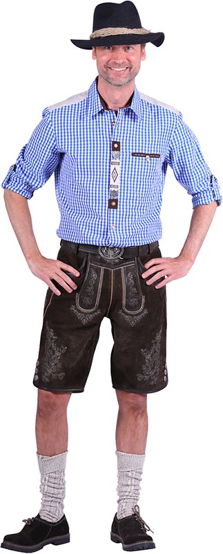 Heren Lederhose Kort Donkerbruin (geitenleer)