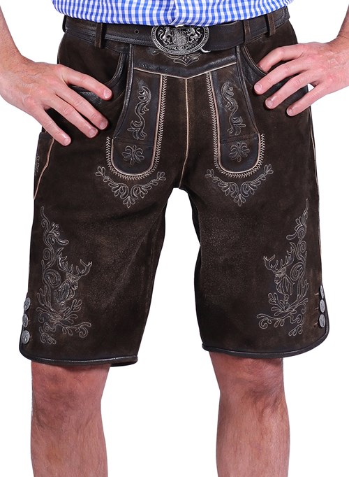 Heren Lederhose Kort Donkerbruin (geitenleer)-3
