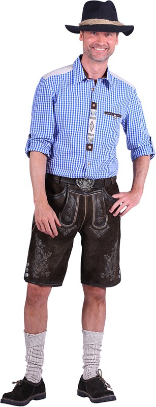 Heren Lederhose Kort Donkerbruin (geitenleer)-2