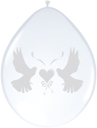 Ballonnen Duif Wit Metallic 8st