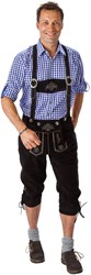Heren Lederhose Lang Luxe Zwart (rundleer)