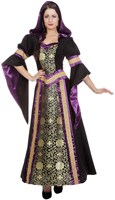 Gothic Jurk Paars-Zwart met Capuchon Luxe-3
